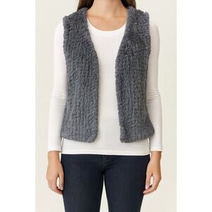 Aqua  Women's XS Gray Faux Fur Vest‎ Sleeveless Casual Party